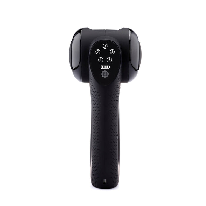 Massagepistol med ergonomiskt triangulärt grepp