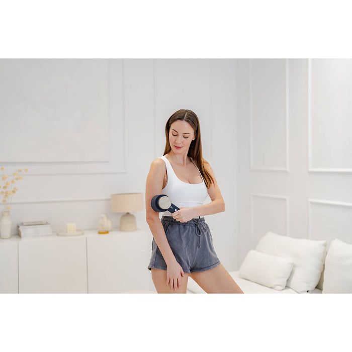 Trådlös shiatsu-massage med värme i blått
