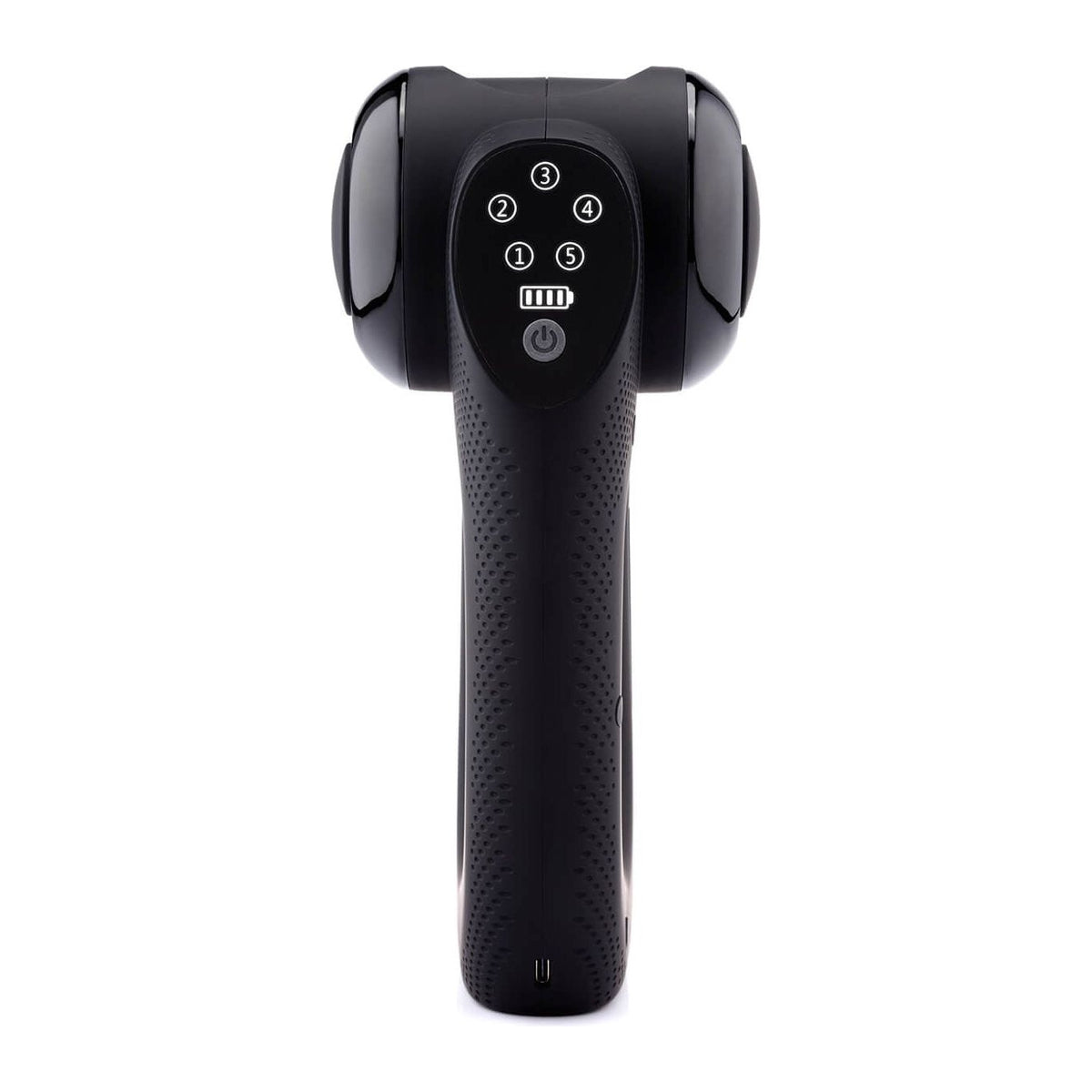 Massagepistol med ergonomiskt triangulärt grepp
